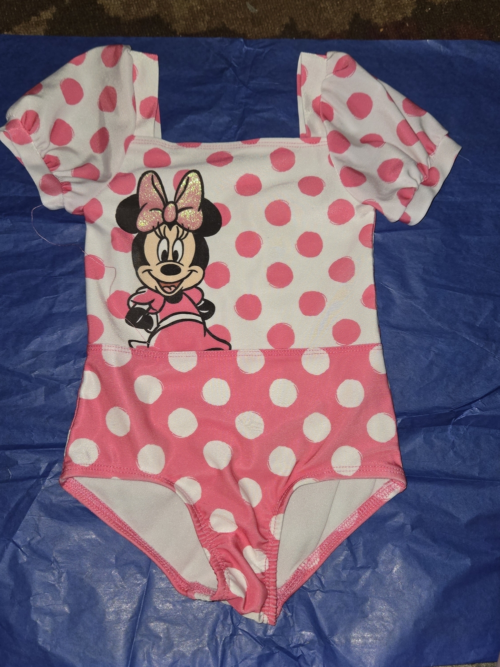Girls Pink Polka Dot Minnie Mouse One-Piece Bodysuit